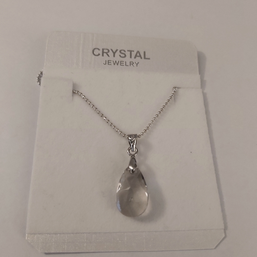 Smoky Crystal Teardrop Necklace